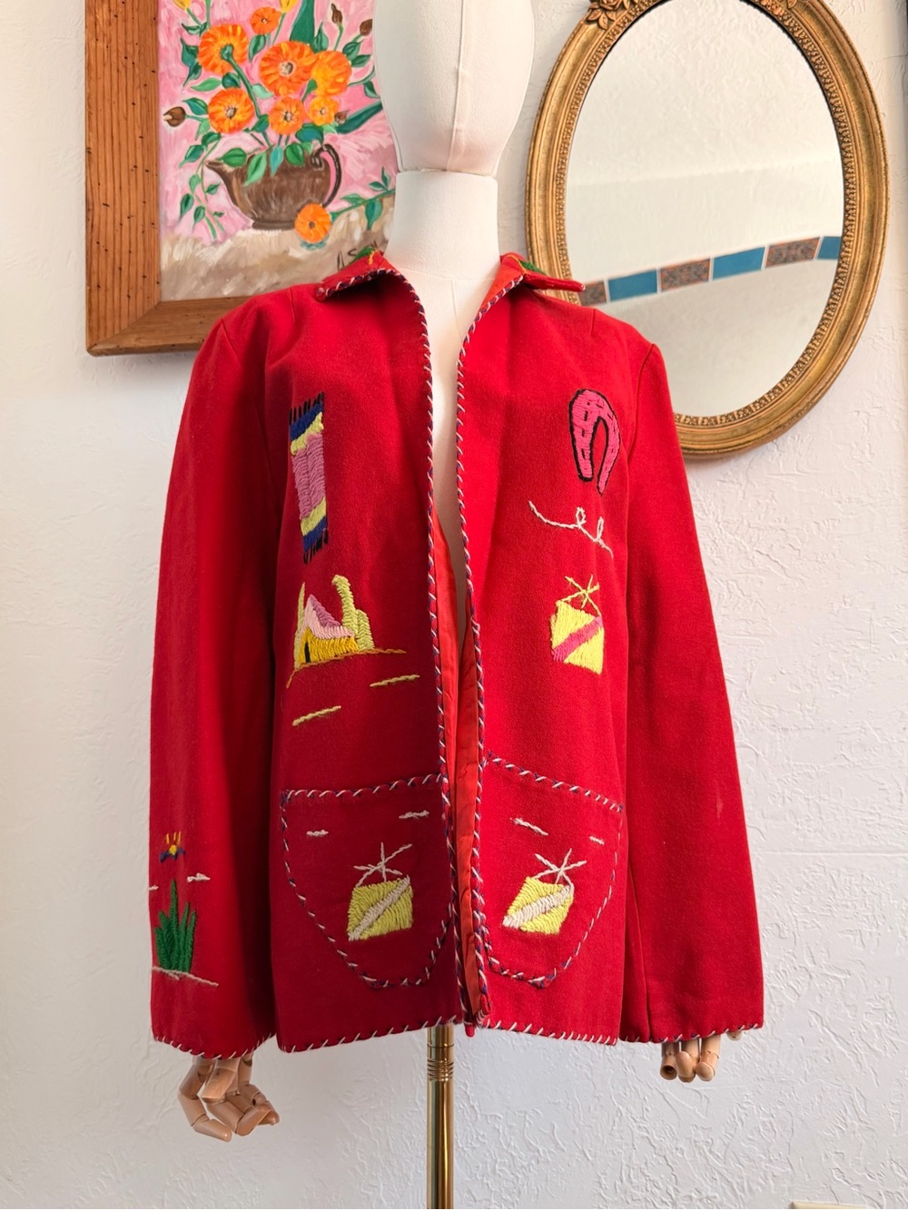 Vintage 60s /70s Traditional Hand Knitted 100% Wool Jacket Size Medium Adult